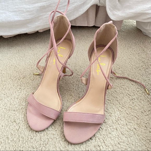 Mauve Skinny Wrap Heels - Picture 2 of 3
